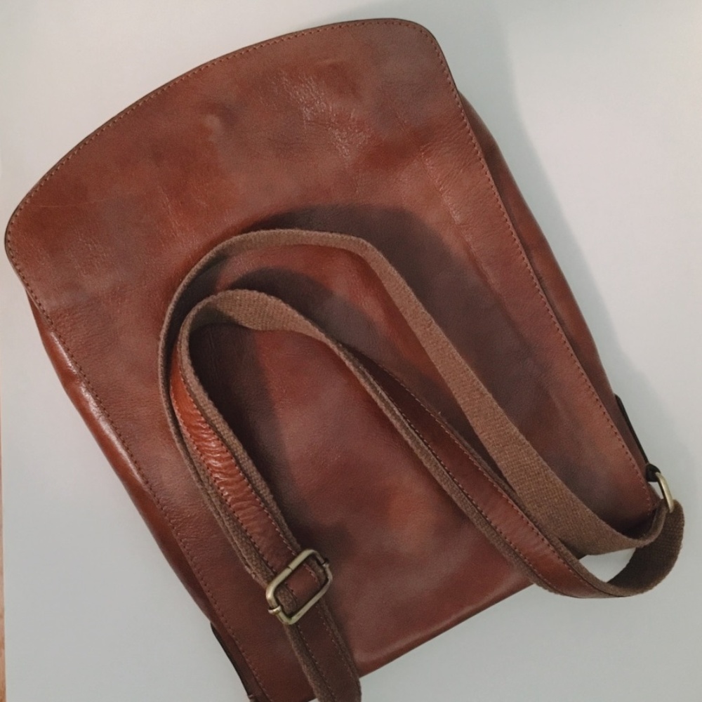 Large Brown Italian Leather Bag by Old Angler